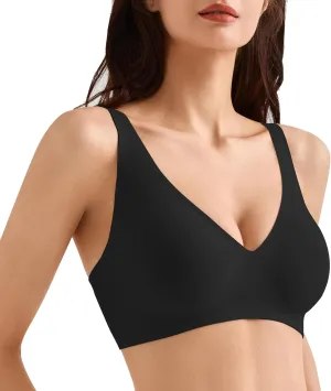 Wireless Bra for Women, Deep V Seamless Bras Wirefree Bralette No Underwire Comfortable Sports Bra