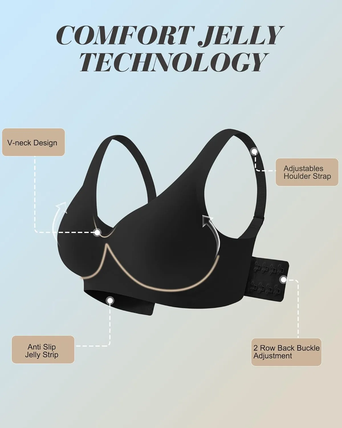 Wireless Bra for Women, Deep V Seamless Bras Wirefree Bralette No Underwire Comfortable Sports Bra