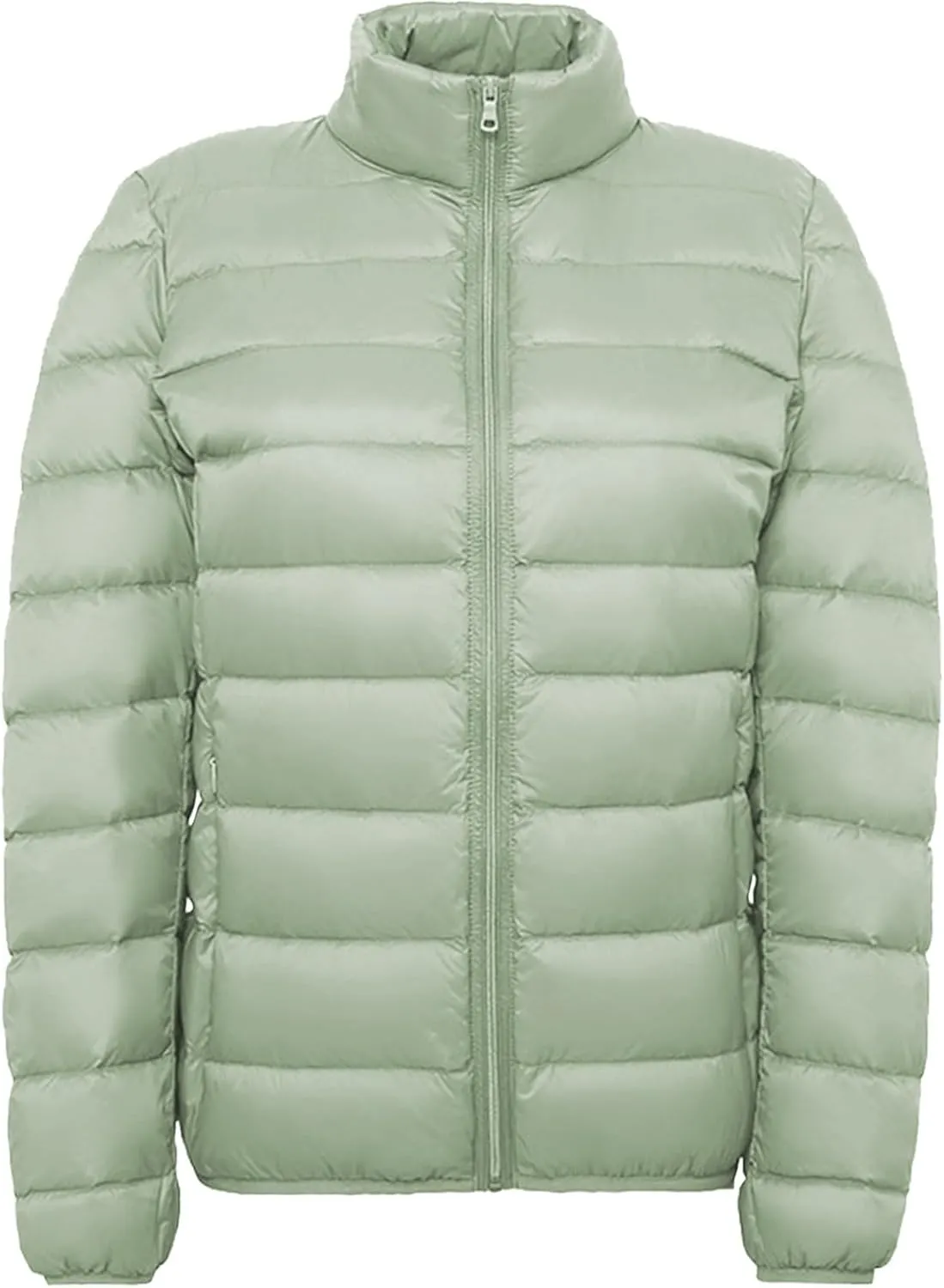 Woman Winter Coat Light Down Zipper Puffer Jacket Plus Size Long Sleeve Lightweight Coat With Pocket