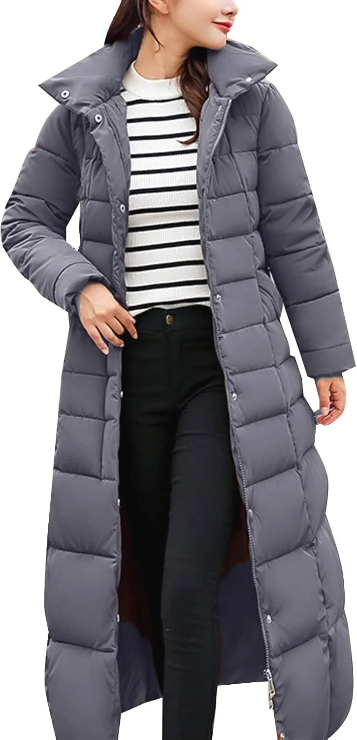 Woman Winter Coat Warm Full Zip Puffer Jacket Oversized Long Sleeve Packable Down Pullover Outwear With Pocket