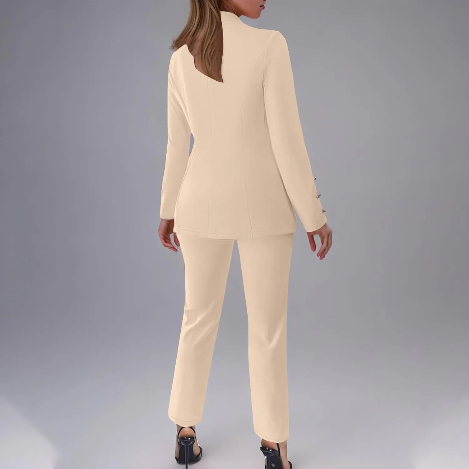Women Blazers Set 2 Piece Fashion Elegant Professional Office Blazer Jacket and Slim Fit High Waist Straight Leg Pant