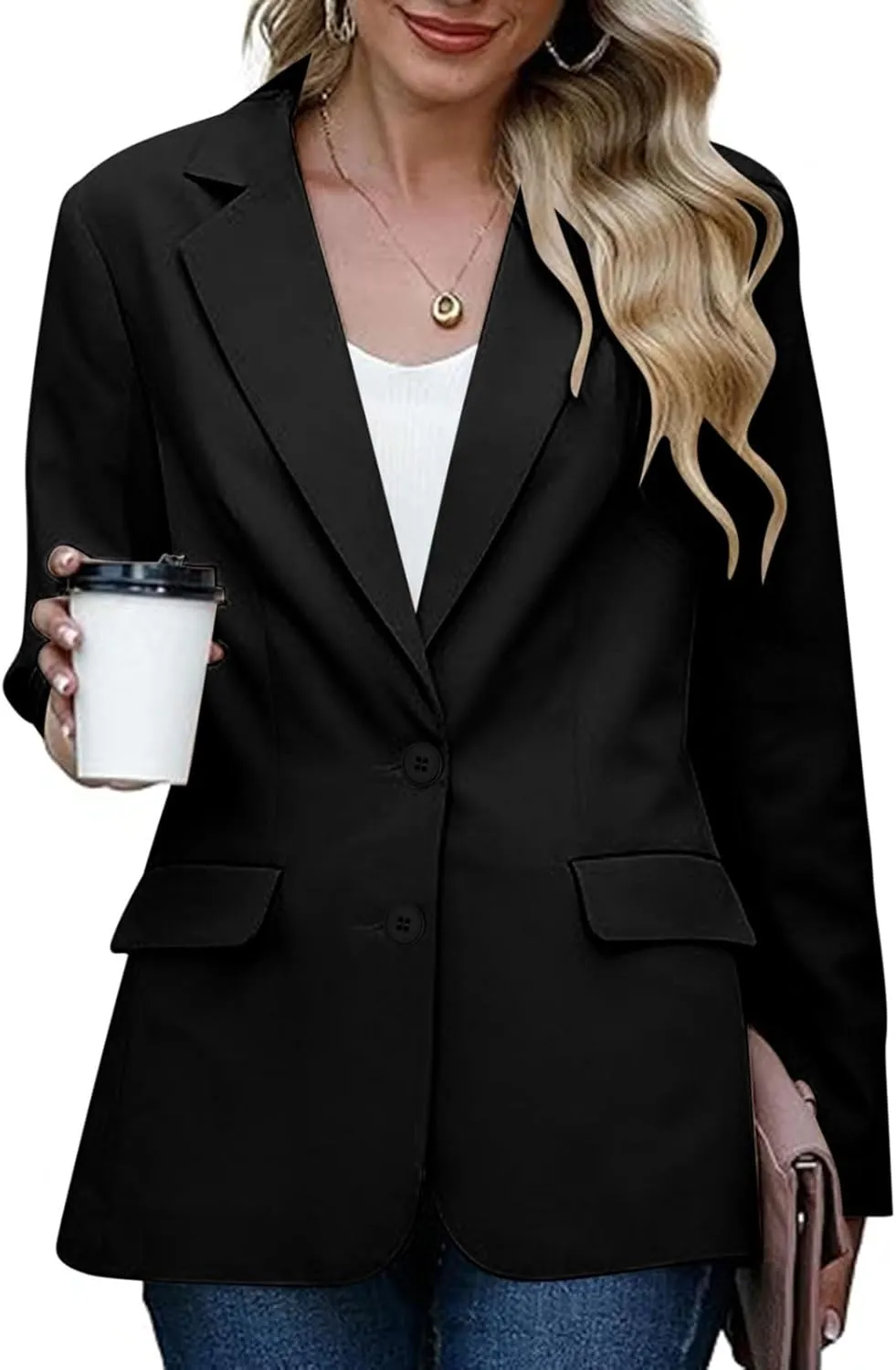 Women Business Casual Blazer with Lined,Professional Work Suit Jacket with PocketsLong Sleeve Button Open Front