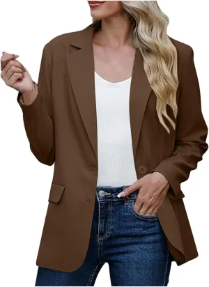 Women Business Casual Blazer with Lined,Professional Work Suit Jacket with PocketsLong Sleeve Button Open Front