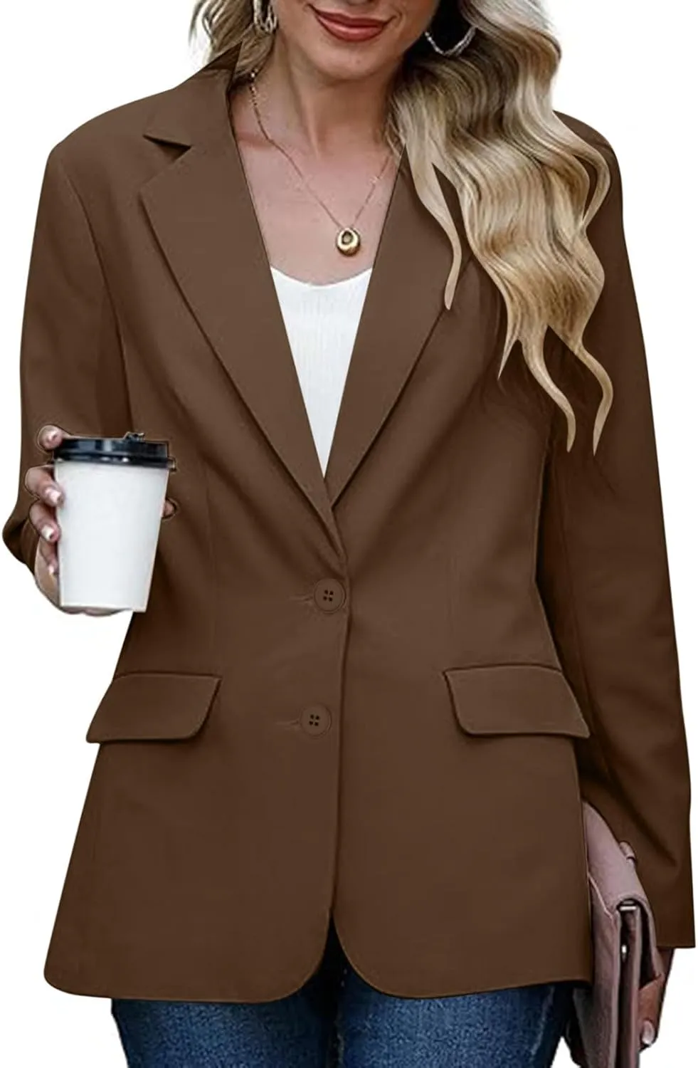 Women Business Casual Blazer with Lined,Professional Work Suit Jacket with PocketsLong Sleeve Button Open Front