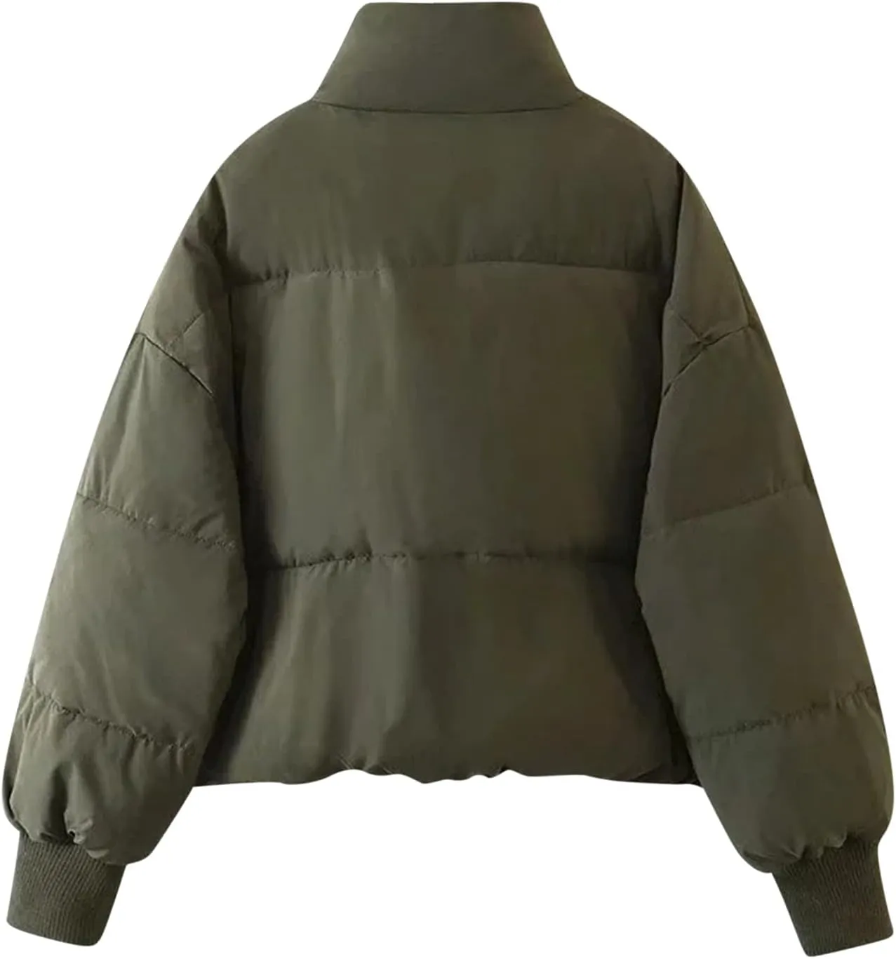 Women' s Winter Cropped Quilted Puffer Jacket Warm Down Coats Lightweight Oversized Zip Stand Collar Casual Outerwear