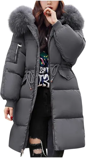 Women Winter Coats Light Down Full Zip Puffer Jackets Plus Size Long Sleeve Packable Down Parka Jackets With Pocket