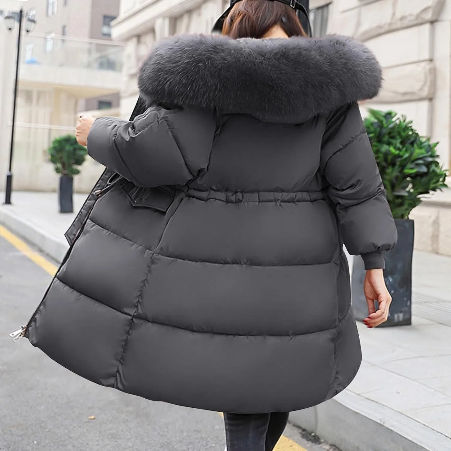 Women Winter Coats Light Down Full Zip Puffer Jackets Plus Size Long Sleeve Packable Down Parka Jackets With Pocket