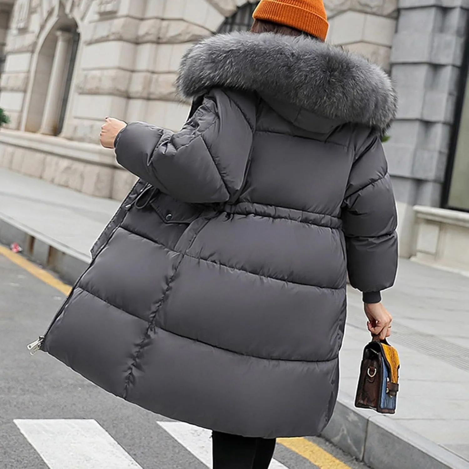 Women Winter Coats Light Down Full Zip Puffer Jackets Plus Size Long Sleeve Packable Down Parka Jackets With Pocket