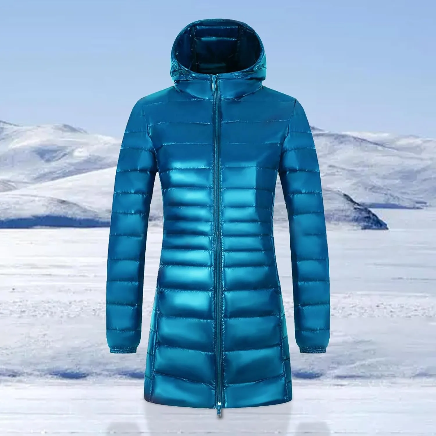 Women Winter Coats Light Down Zip Up Puffer Jackets Plus Size Long Sleeve Packable Down Parka Jackets With Pocket