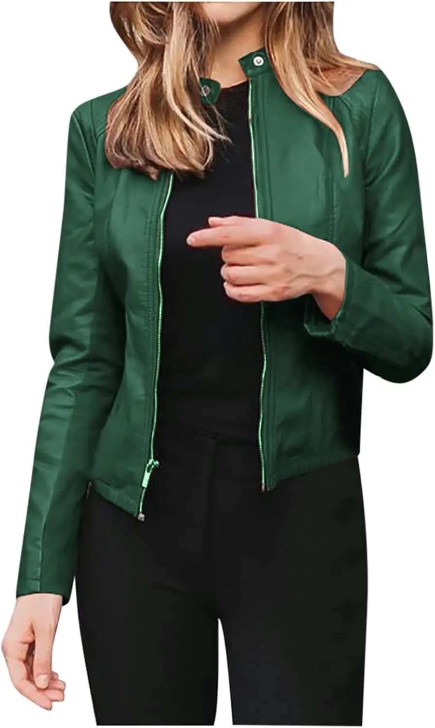 Womens 2024 Temperament Full Zip Solid Overcoat Long Sleeve Casual Outwear Comfy Slim Soft Coat Work Commuting Clothes