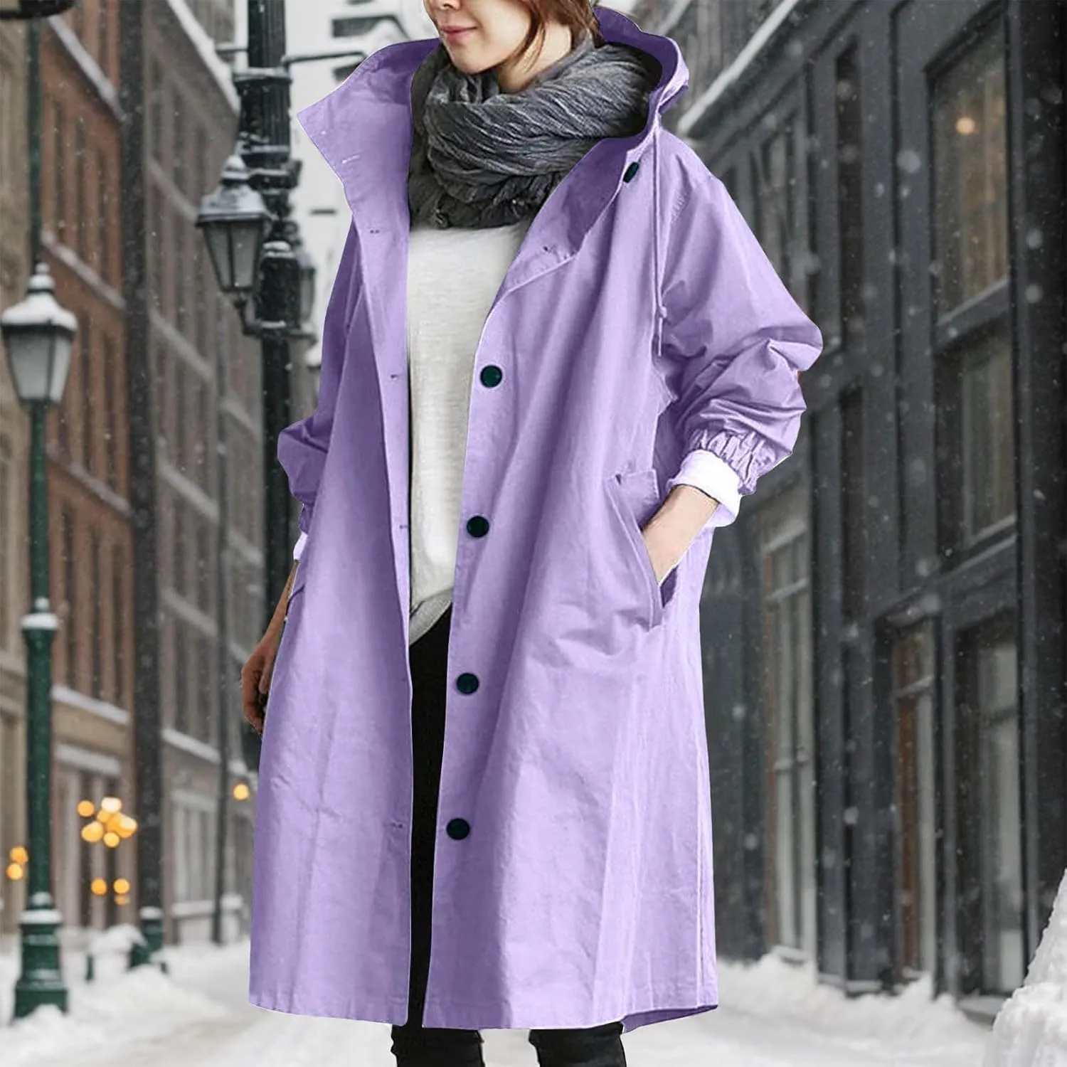 Women's 2025 Plaid Shacket Jacket Casual Button Wool Blend Winter Tartan Trench Coat With Pockets