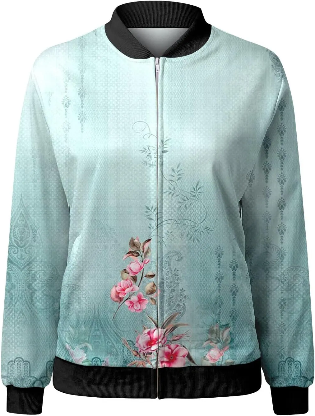 Womens Bomber Jackets Lightweight Casual Jacket Long Sleeve Zip Up Windbreaker Outerwear Fall Fashion Outfits