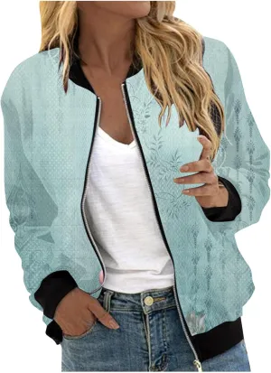 Womens Bomber Jackets Lightweight Casual Jacket Long Sleeve Zip Up Windbreaker Outerwear Fall Fashion Outfits
