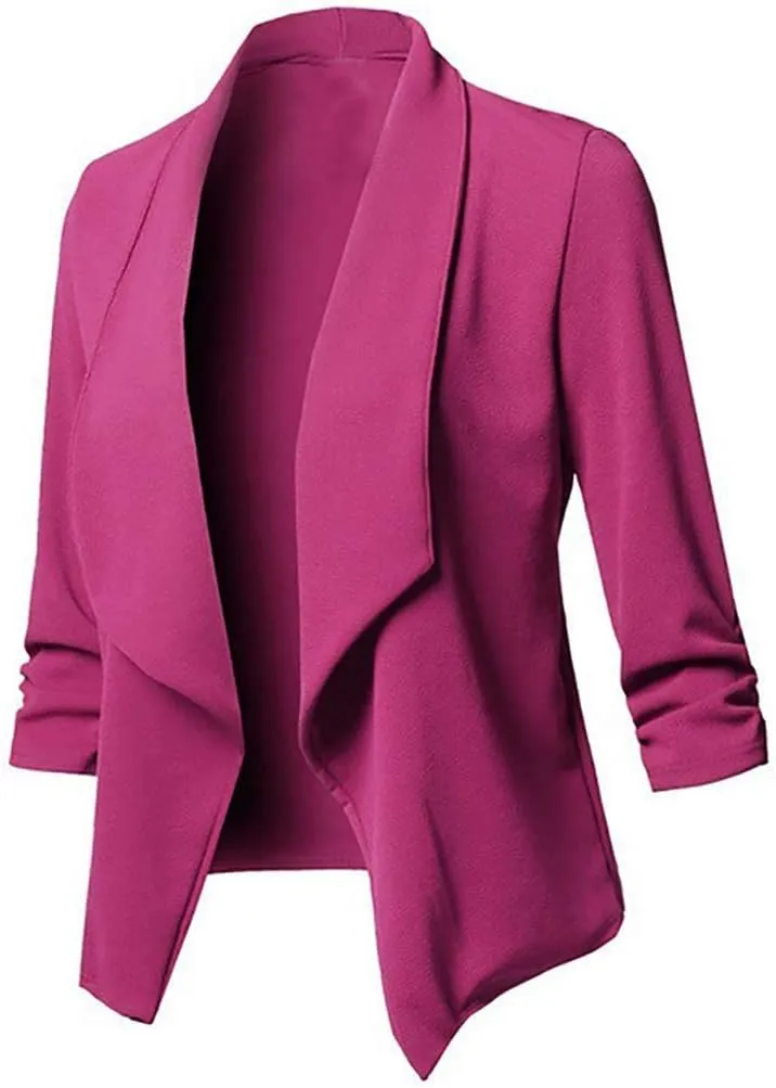 Womens Casual Blazer Jacket Front Solid Sleeve Casual Women's Coat Blazers for Women Suit Jackets Women Business