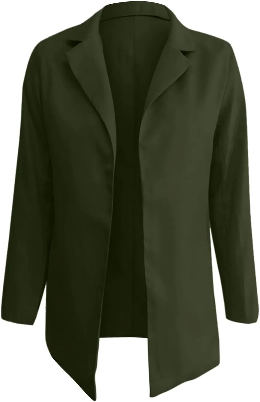 Womens Casual Cardigans Long Sleeve Trendy Long Blazer Shrug Lapel Work Office Jacket Coat with Button for Teen Girls
