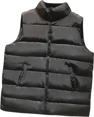Women's Casual Outerwear Vest Warm Lightweight Puffer Jacket with Pockets Stand Collar Sleeveless Down Outwear Vests