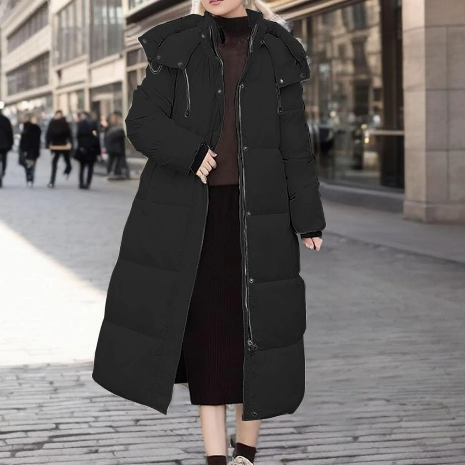 Womens Coats Winter Quilted Zip Up Puffer Jacket Oversized Long Sleeve Packable Down Outwear With Pocket