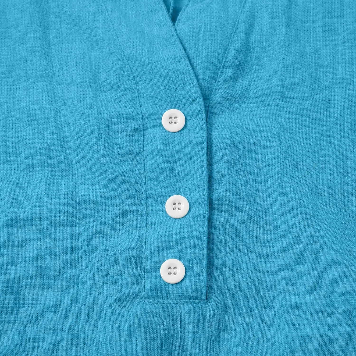 Womens Cotton Linen 3/4 Sleeve Tops Button Down Casual V Neck Tshirt Solid Color Basic Tee Shirts Summer Tunic Blouse