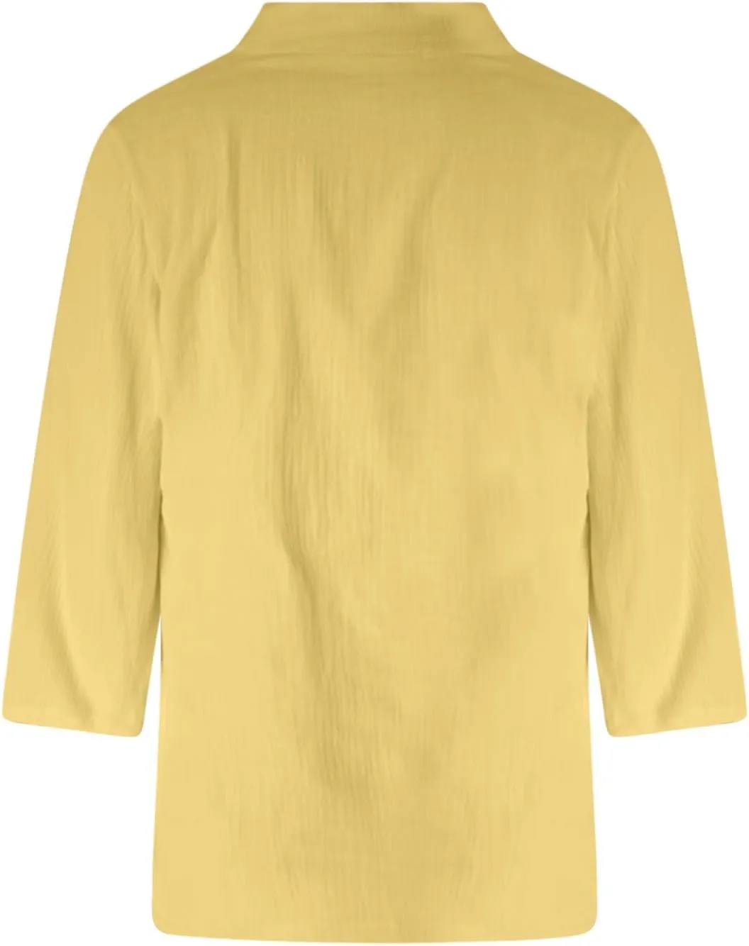 Womens Cotton Linen 3/4 Sleeve Tops Summer Notch V-Neck Tshirts Ladies Vintage Casual Blouse Dressy Loose Basic Tee