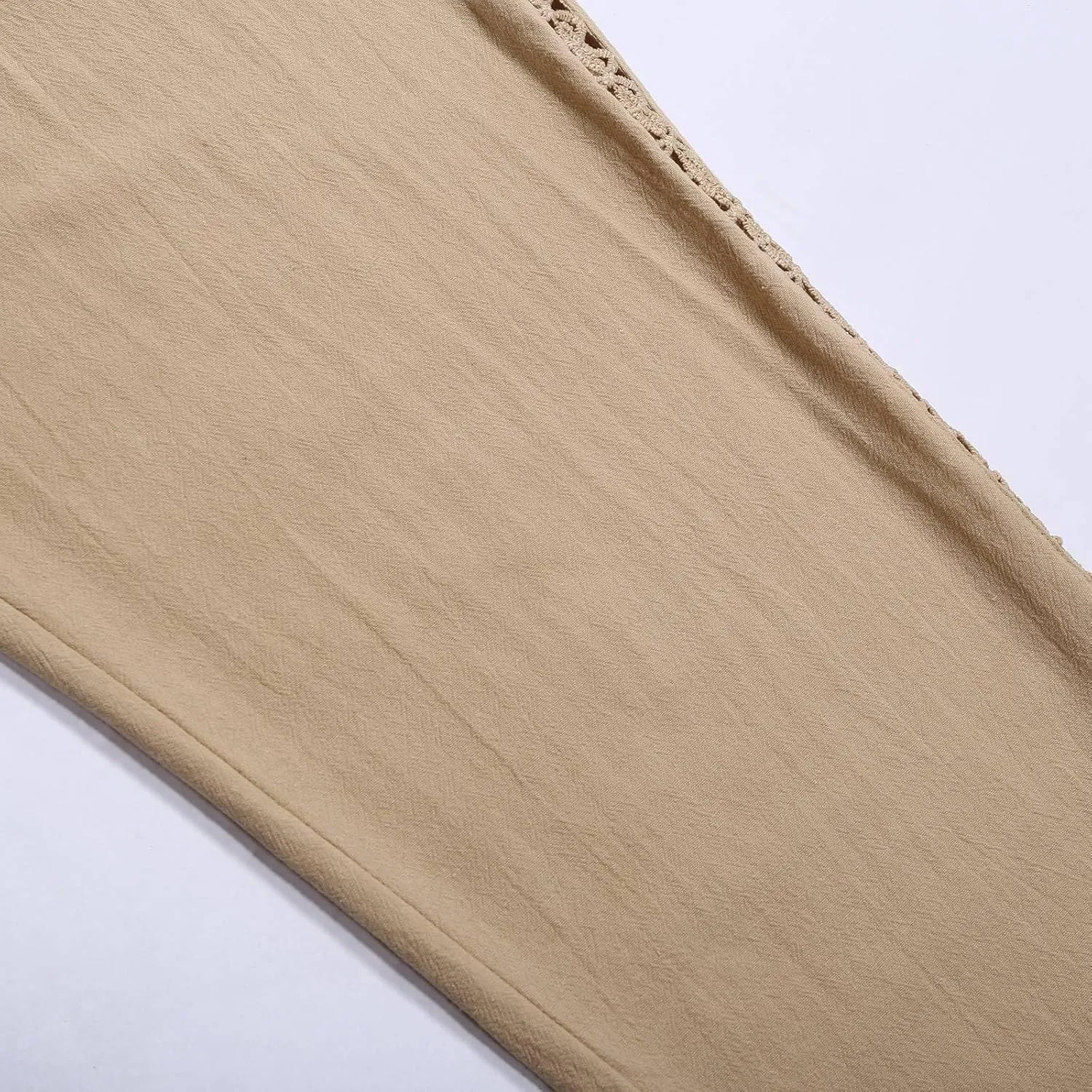 Women's Cotton Linen Pants Summer Casual Loose Beach Pants High Waisted Wide Leg Breathable Elastic Trousers with Pockets