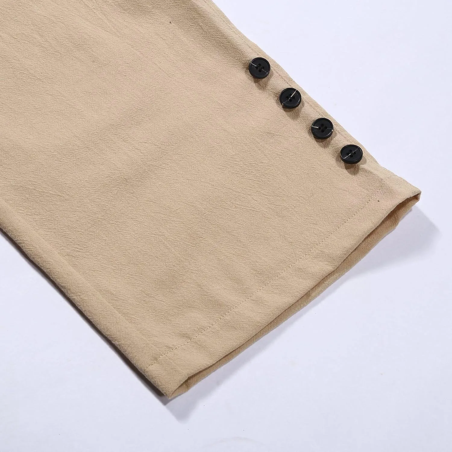 Women's Cotton Linen Pants Summer Casual Loose Beach Pants High Waisted Wide Leg Breathable Elastic Trousers with Pockets