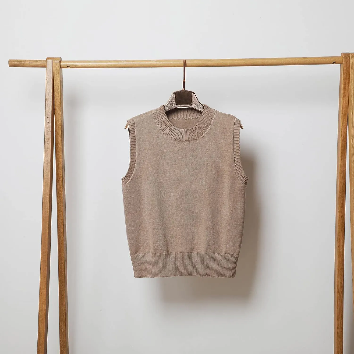 Womens Crew-Neck Knitted Sweater Vest,Sweater Vest,Pure Casual Business Dress Vest,Cable Knit Crop Tank Tops