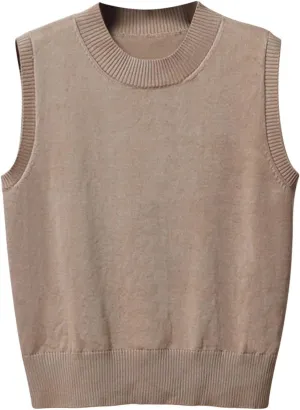 Womens Crew-Neck Knitted Sweater Vest,Sweater Vest,Pure Casual Business Dress Vest,Cable Knit Crop Tank Tops