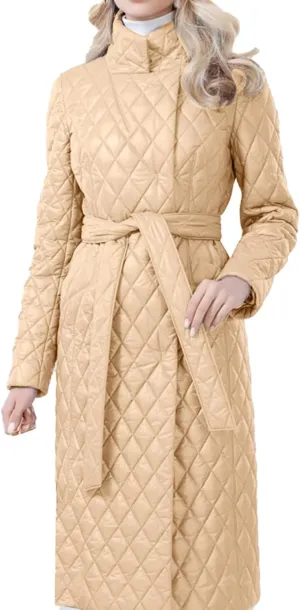 Womens Down Jackets Long Quilted Lightweight Puffer Coat Windproof Warm 2024 Winter Jacket Trendy Casual Outerwear Belt