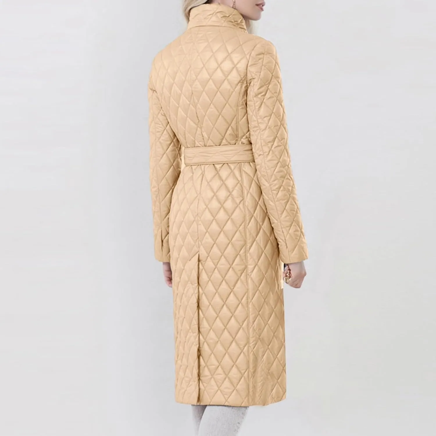 Womens Down Jackets Long Quilted Lightweight Puffer Coat Windproof Warm 2024 Winter Jacket Trendy Casual Outerwear Belt