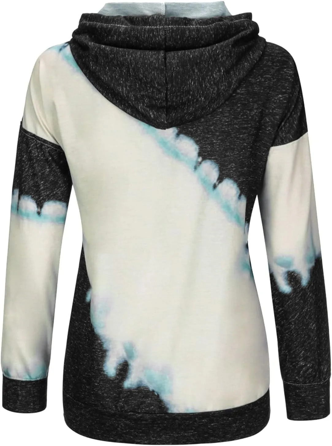 Womens Drawstring Color Block Loose Hooded Sweatshirt Casual Comfy Sweaters Fashion Oversized Tie Dye Long Sleeve Pullover