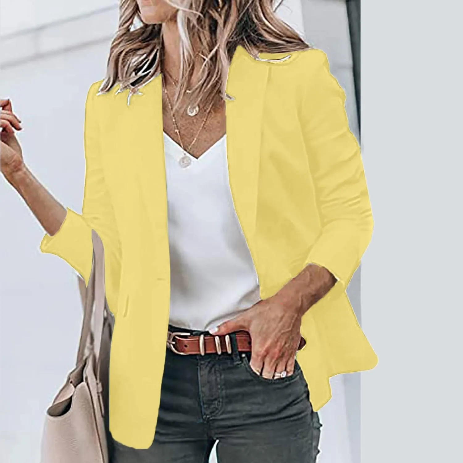 Womens Fall Casual Blazers 2024 Long Sleeve Lapel Suit Small Jacket Blazer Business Casual Outfits for Work Blazers