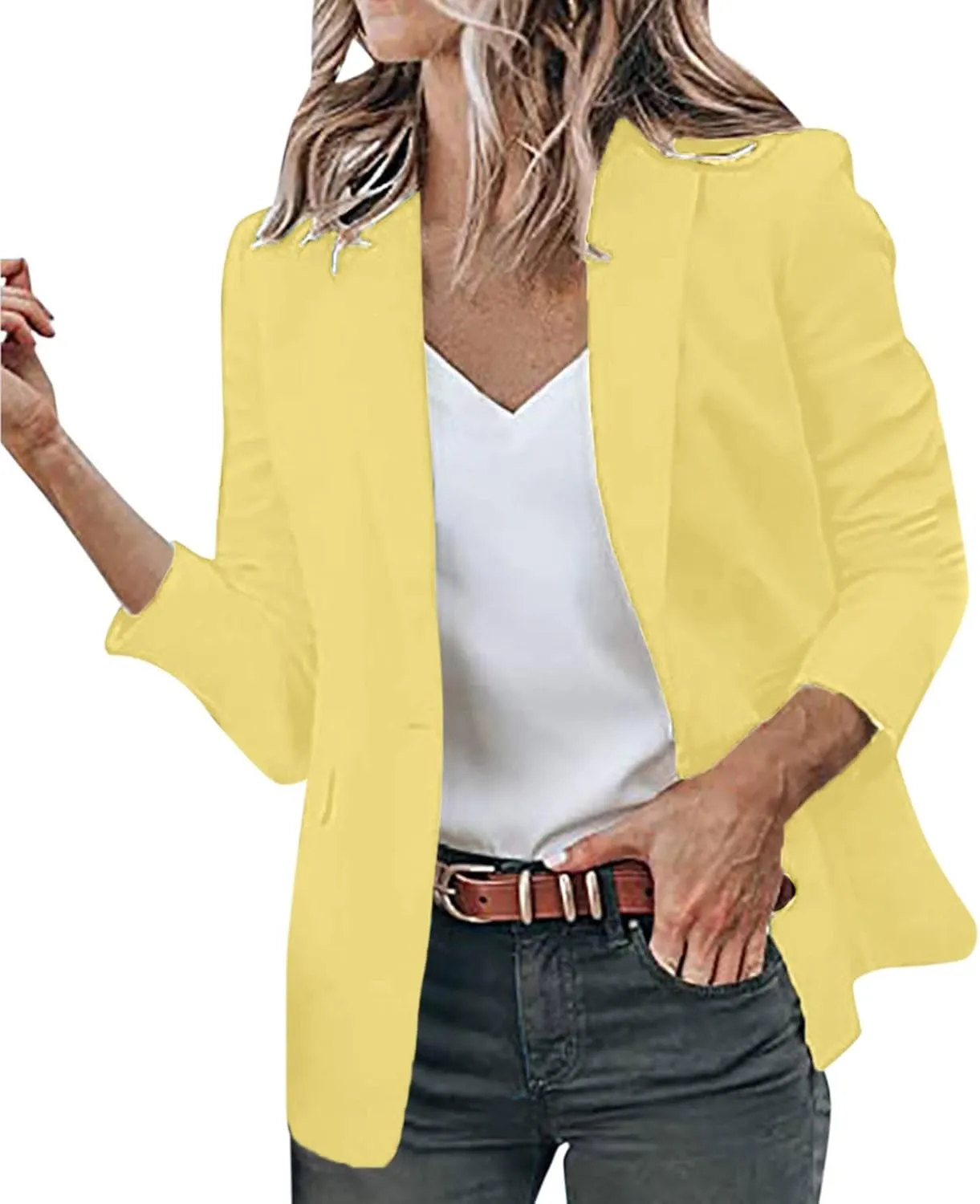 Womens Fall Casual Blazers 2024 Long Sleeve Lapel Suit Small Jacket Blazer Business Casual Outfits for Work Blazers
