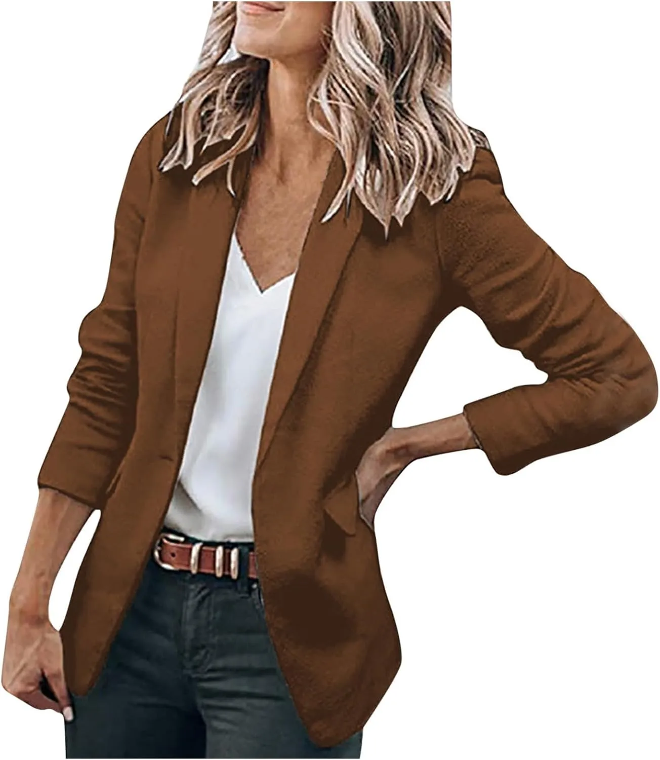 Women's Fall Fashion 2024 Casual Blazers Long Sleeve Open Front Work Office Suit Jackets Blazer with Pockets