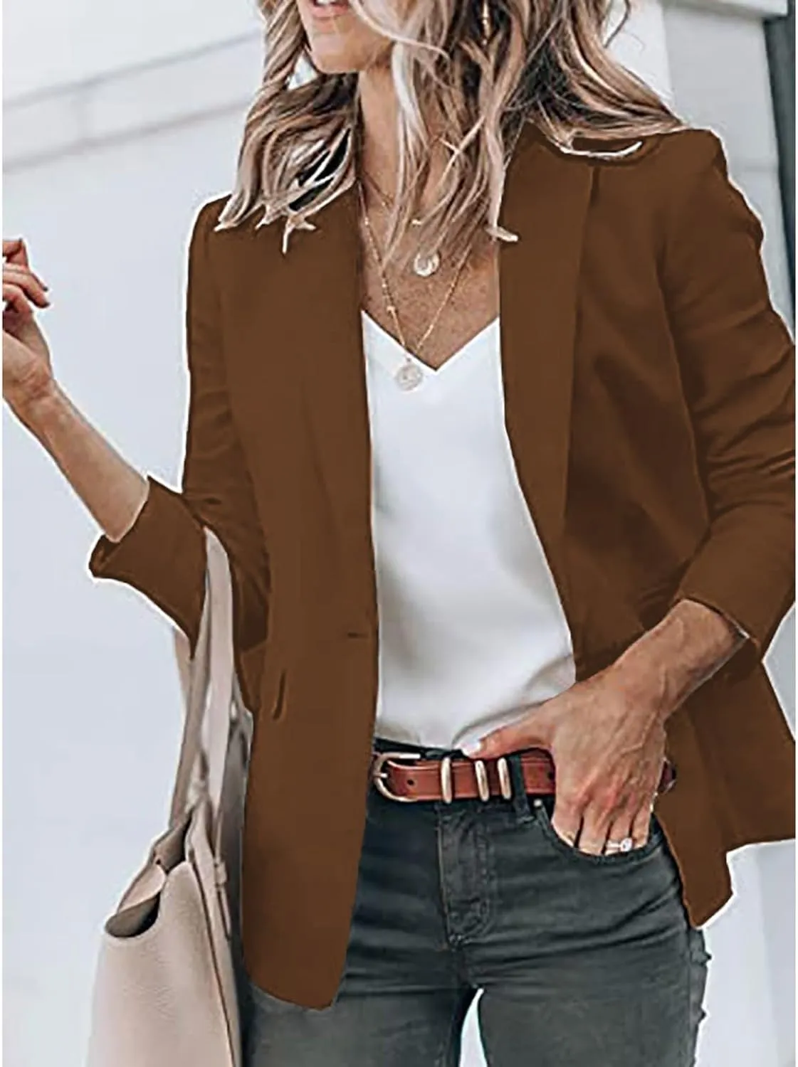 Women's Fall Fashion 2024 Casual Blazers Long Sleeve Open Front Work Office Suit Jackets Blazer with Pockets