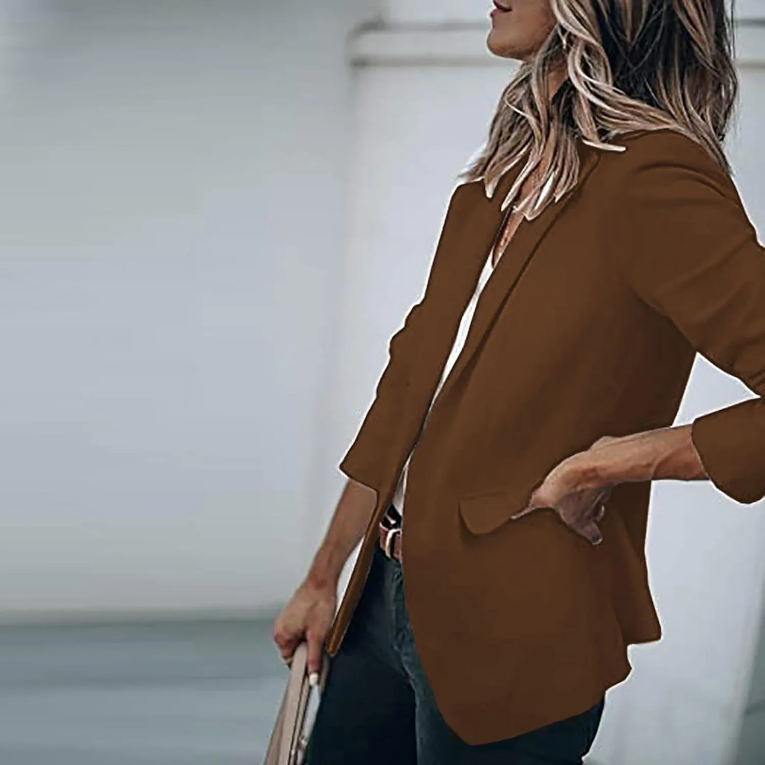 Women's Fall Fashion 2024 Casual Blazers Long Sleeve Open Front Work Office Suit Jackets Blazer with Pockets