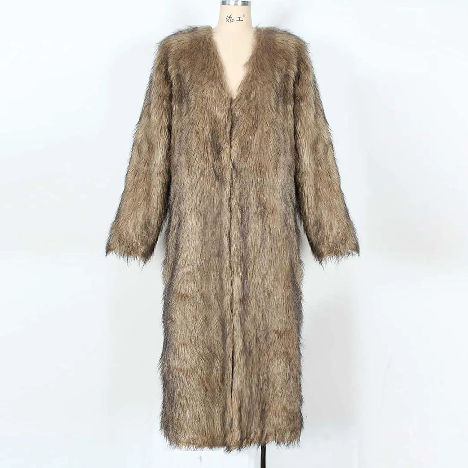 Women's Faux Fur Long Cardigan Fluffy Open Front Long Sleeve Overcoats Winter Warm Luxury Furry Maxi Jackets