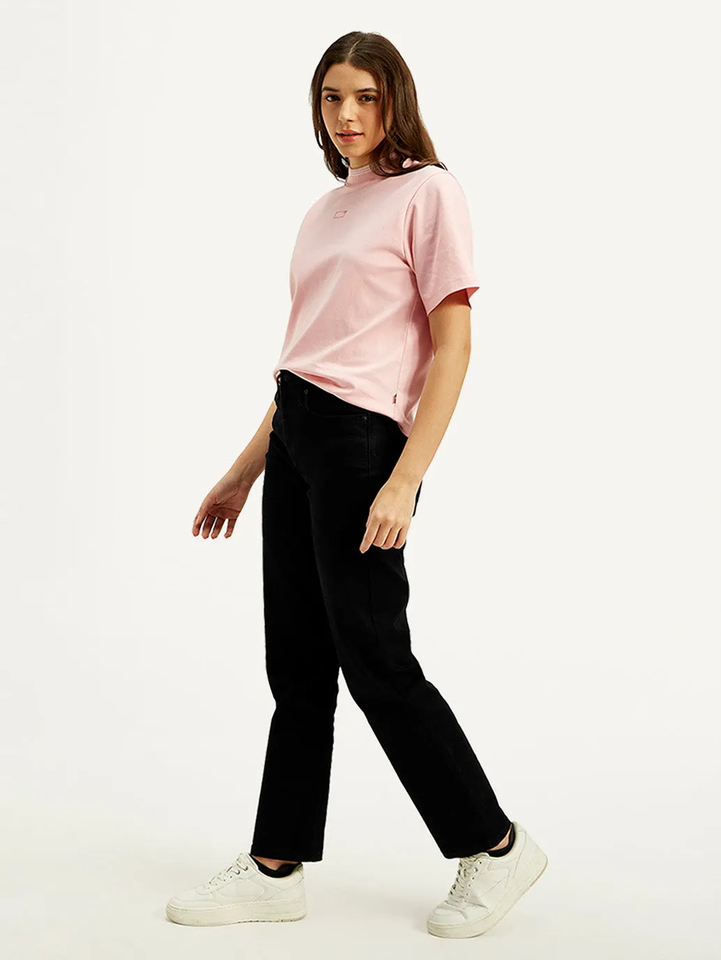 Women's High Rise Straight Fit Black Jeans