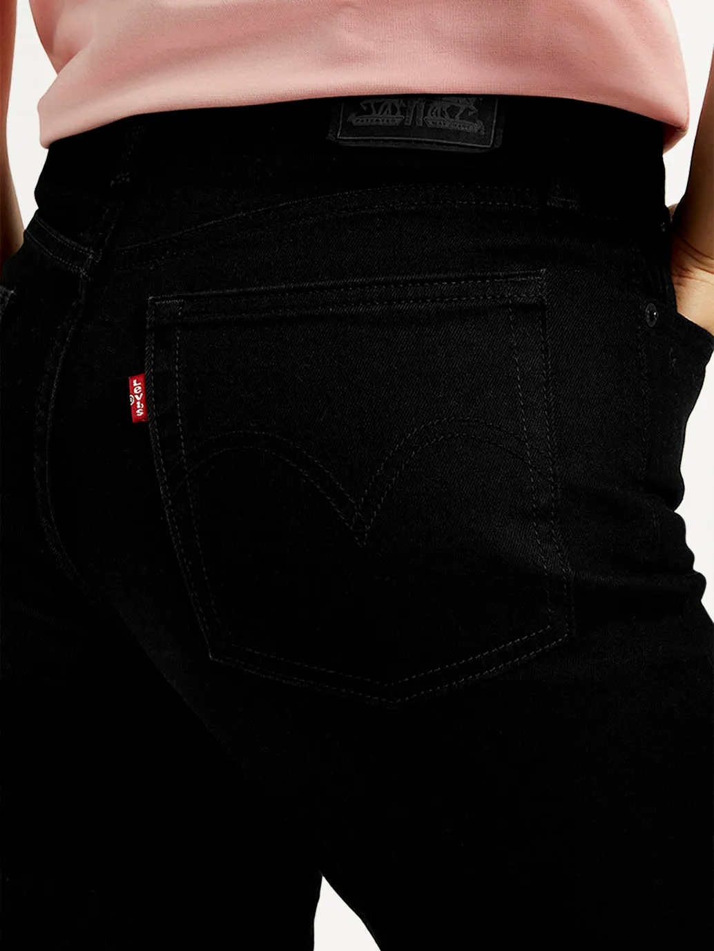 Women's High Rise Straight Fit Black Jeans
