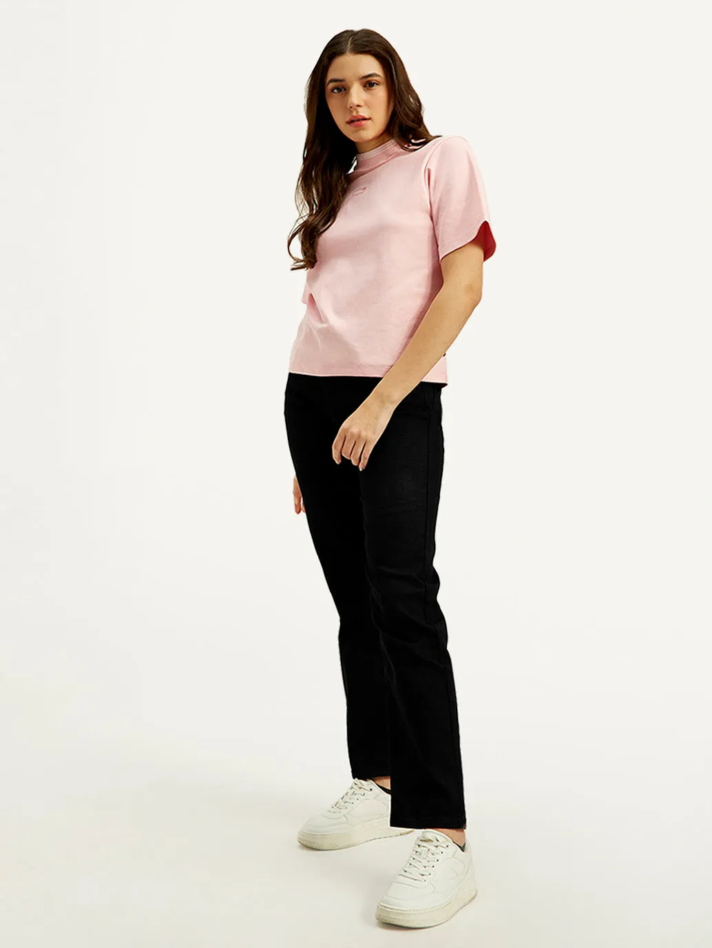 Women's High Rise Straight Fit Black Jeans