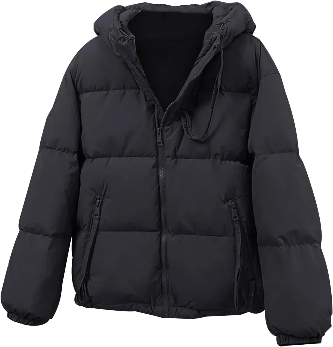 Womens Hooded Puffer Jacket Oversized Quilted Down Coat Lightweight Water Resistant Casual Outerwear for Warm Winter