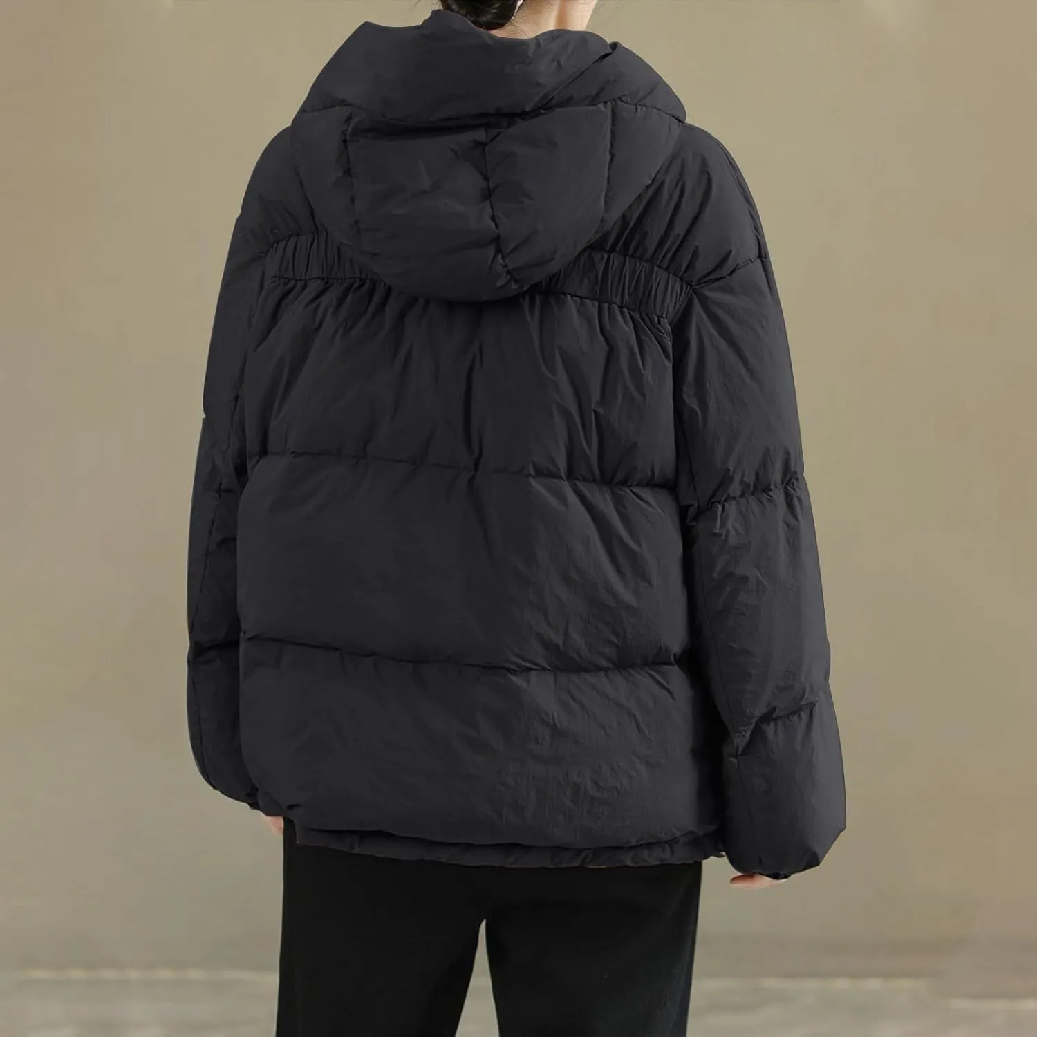 Womens Hooded Puffer Jacket Oversized Quilted Down Coat Lightweight Water Resistant Casual Outerwear for Warm Winter