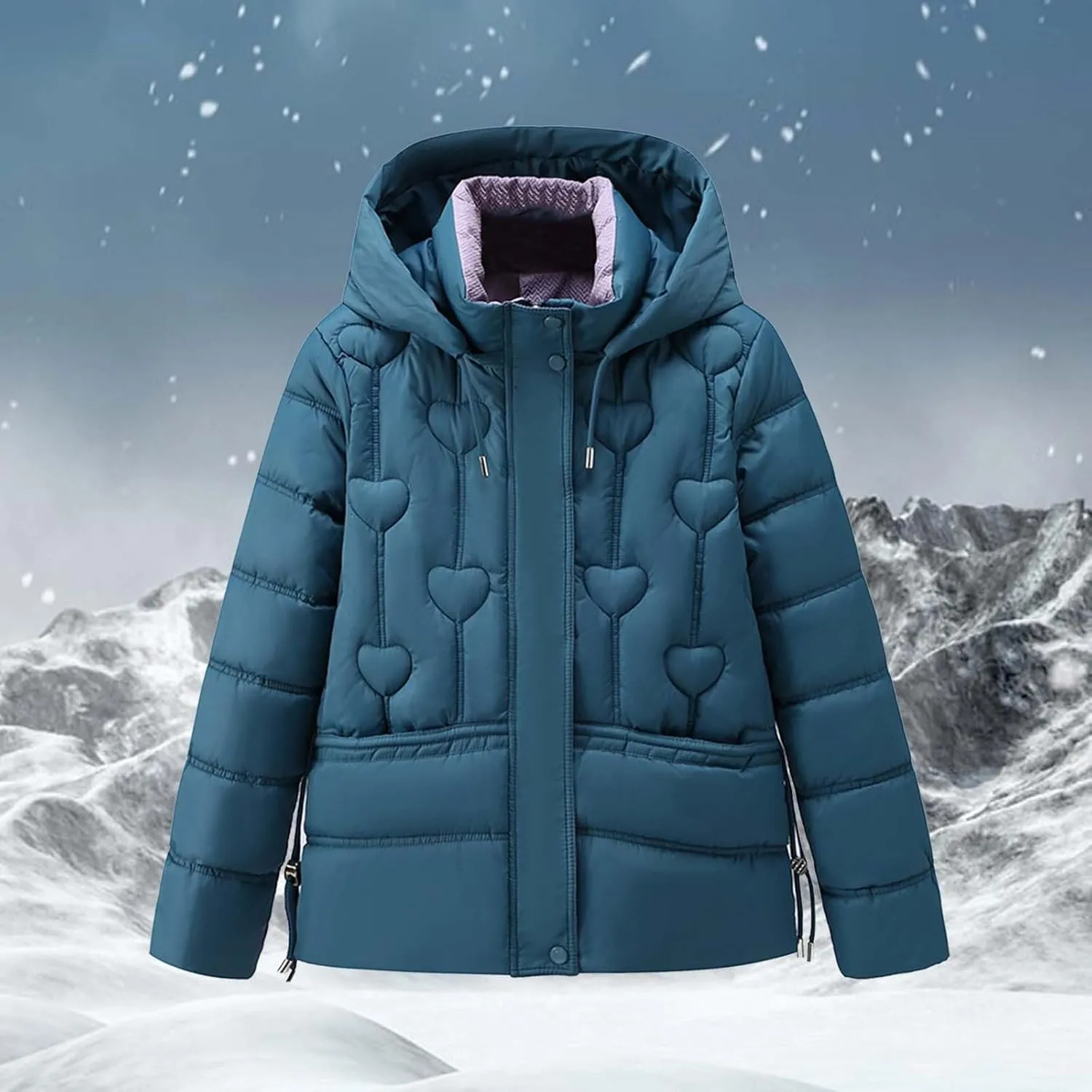 Women's Hooded Winter Coats Windproof Warm Zipper Puffer Parka Jacket Long Quilted Jacket Thicken Down Jacket Outwear