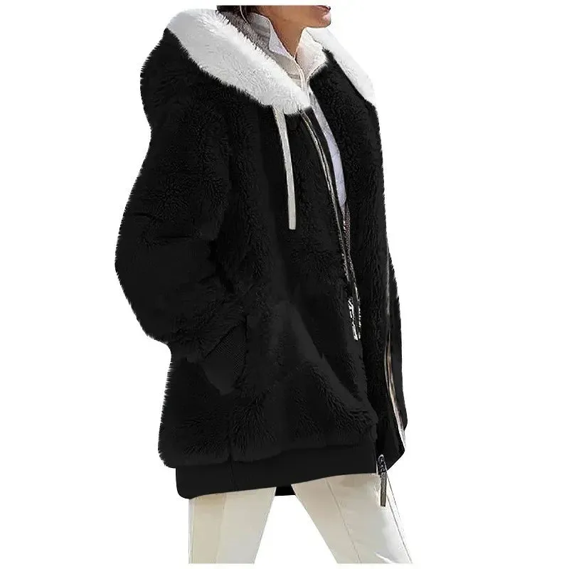 Women's Hooded Zipper Cashmere Fleece Coats