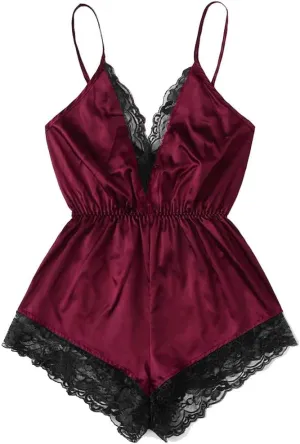 Women's Lace V Neck Teddy Lingerie Corset Slutty Lingerie for Women for Sex Color Block One Piece Kinky Cheeky Womens