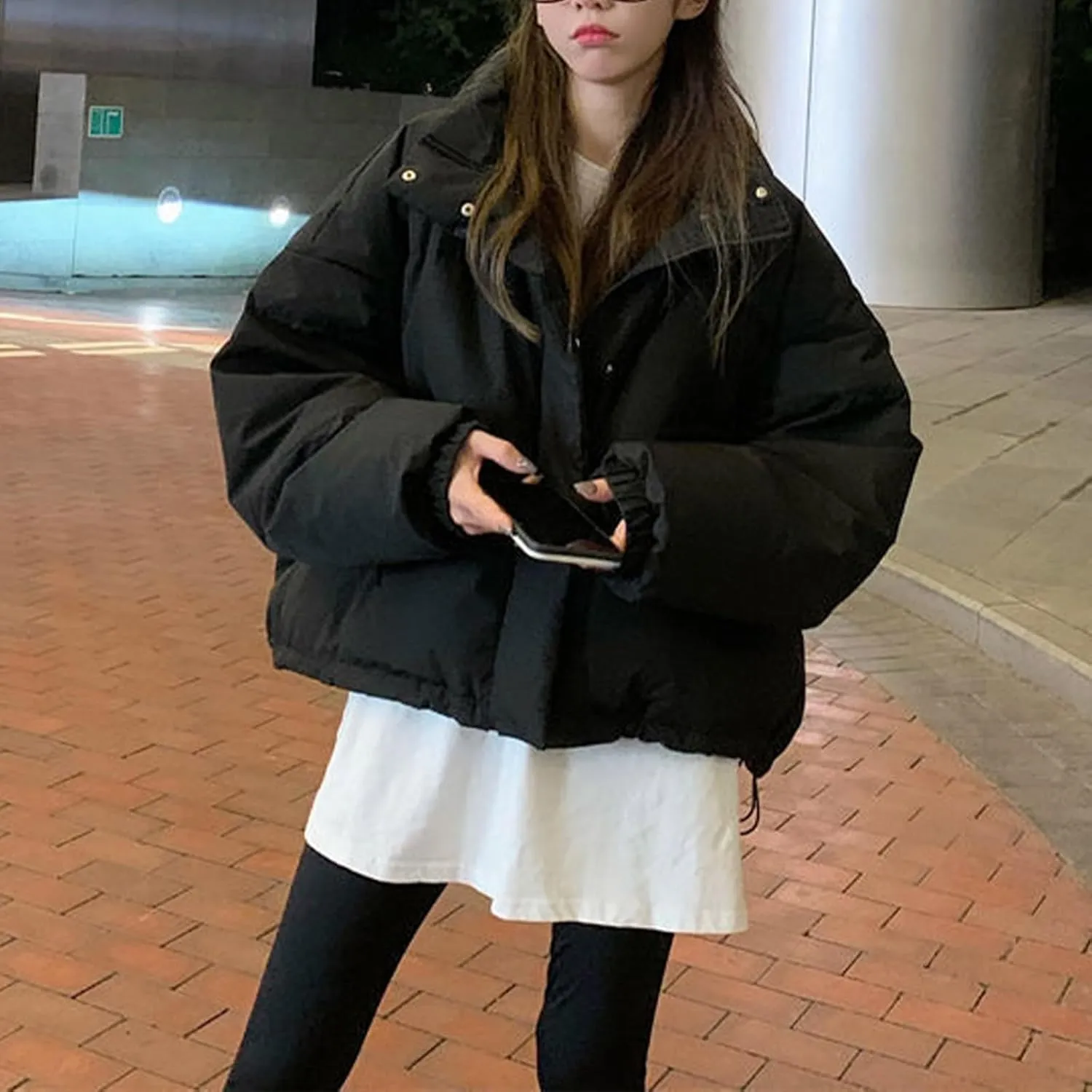 Women's Lightweight Quilted Jackets Oversized Winter Coats Stand Collar Thicken Puffer Jackets Warm Down Coats Parkas