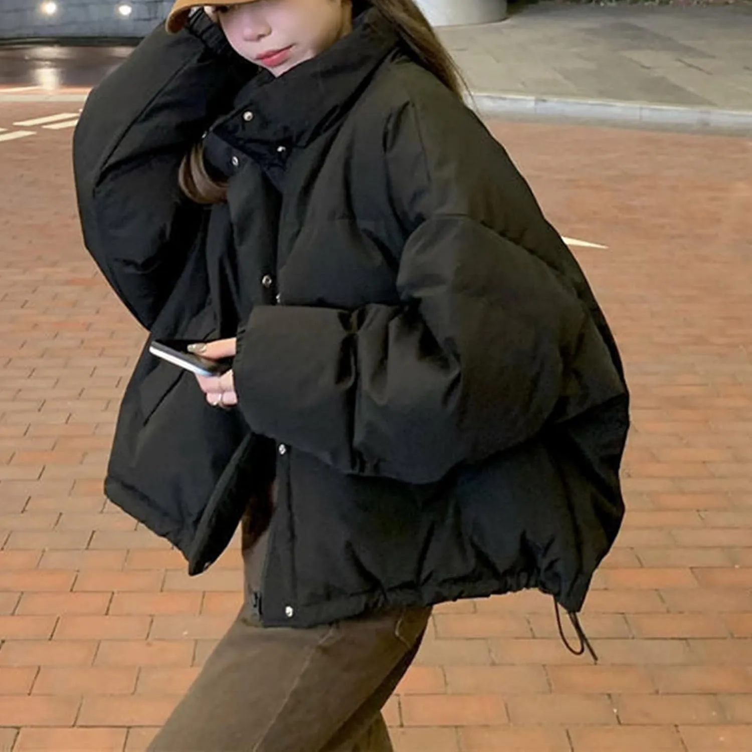 Women's Lightweight Quilted Jackets Oversized Winter Coats Stand Collar Thicken Puffer Jackets Warm Down Coats Parkas