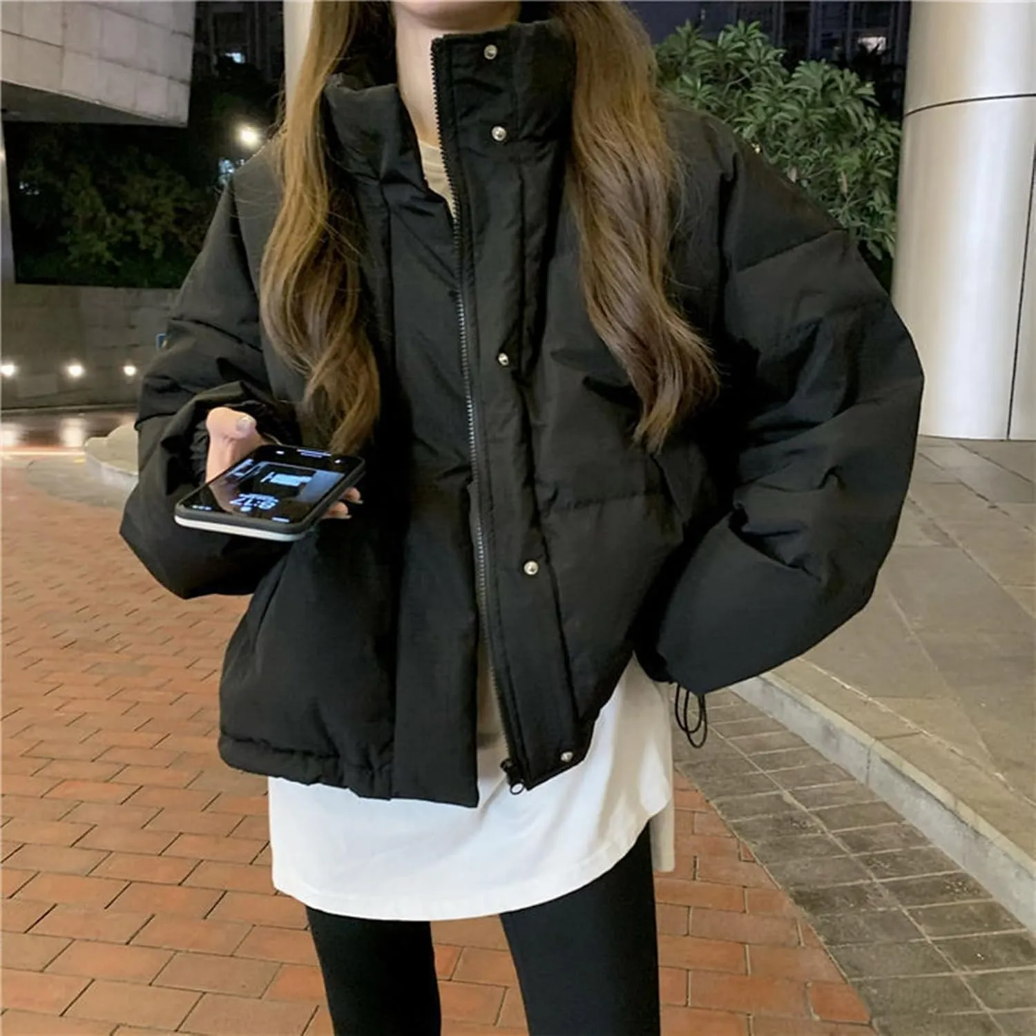 Women's Lightweight Quilted Jackets Oversized Winter Coats Stand Collar Thicken Puffer Jackets Warm Down Coats Parkas
