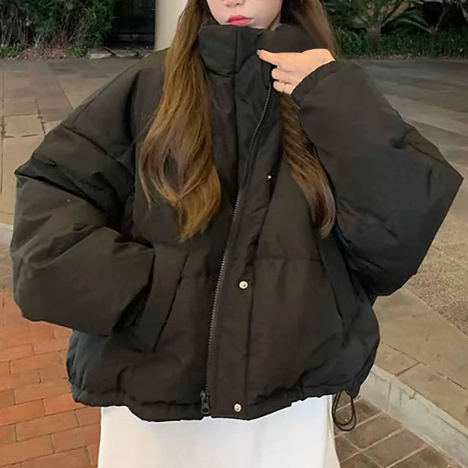 Women's Lightweight Quilted Jackets Oversized Winter Coats Stand Collar Thicken Puffer Jackets Warm Down Coats Parkas