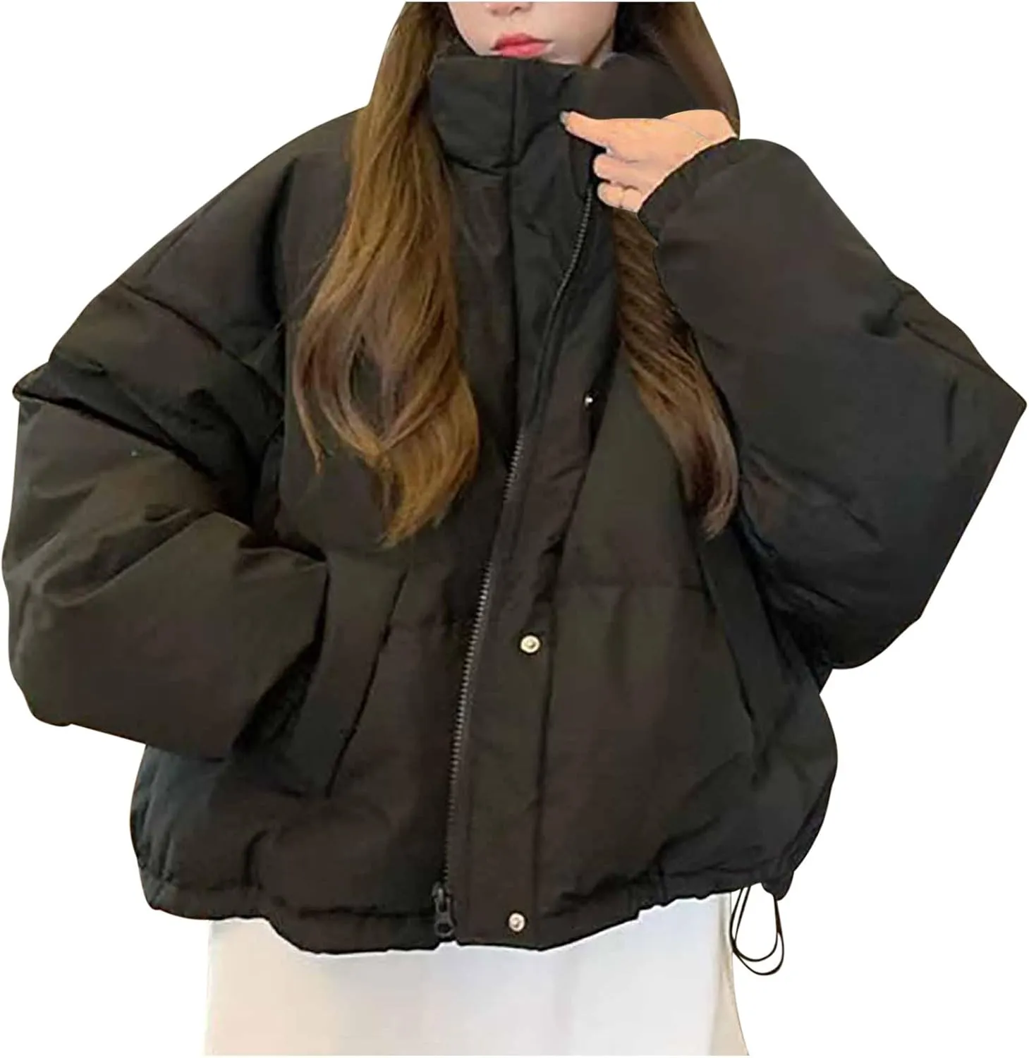 Women's Lightweight Quilted Jackets Oversized Winter Coats Stand Collar Thicken Puffer Jackets Warm Down Coats Parkas