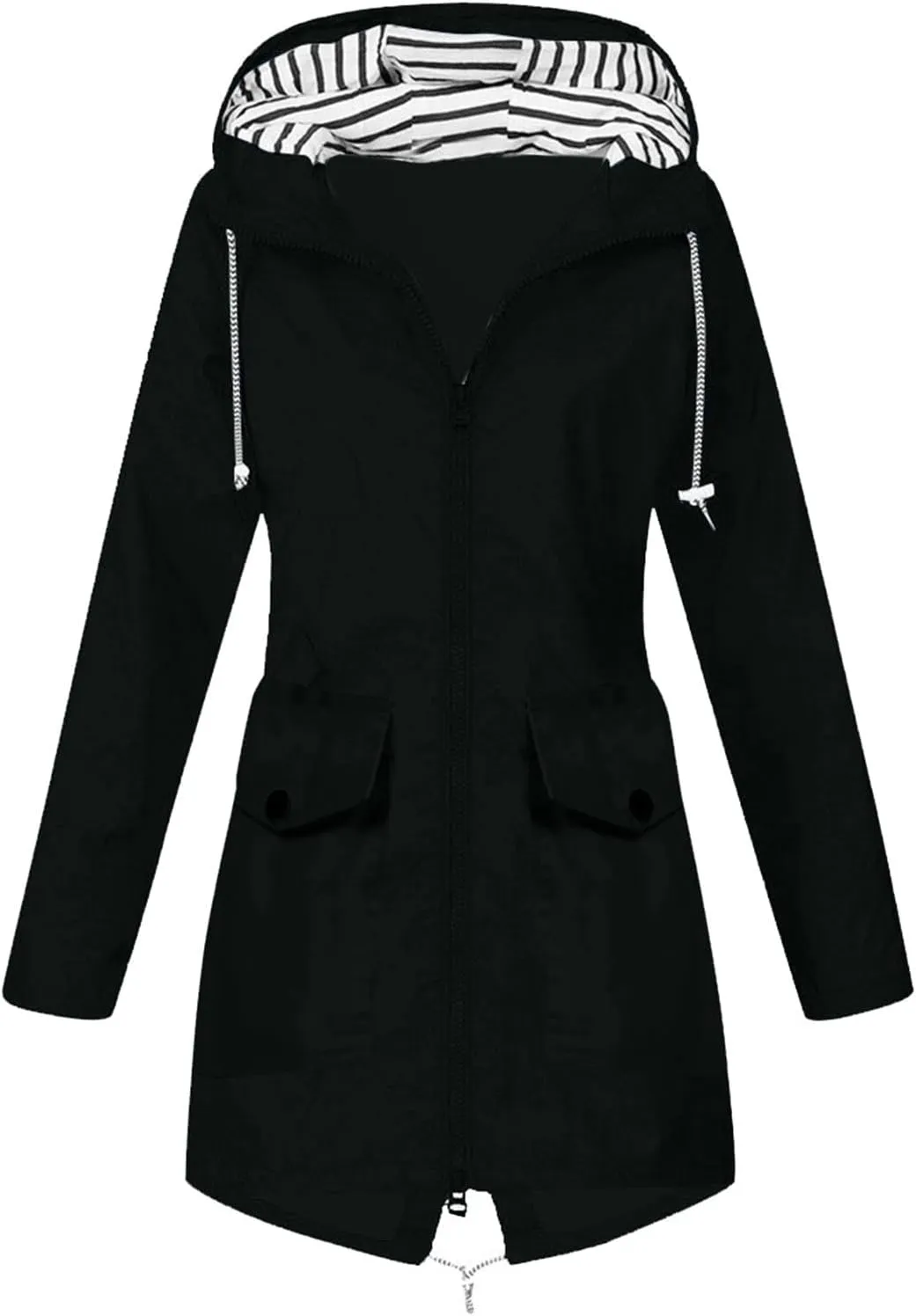 Women's Long Hooded Rain Jacket Outdoor Hiking Raincoat Raincoat Windbreaker Lightweight Hooded Jackets Trench Coats